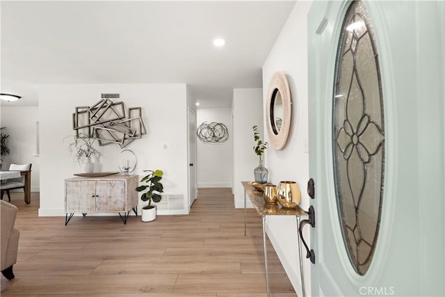 foyer entrance featuring light hardwood / wood-style floors