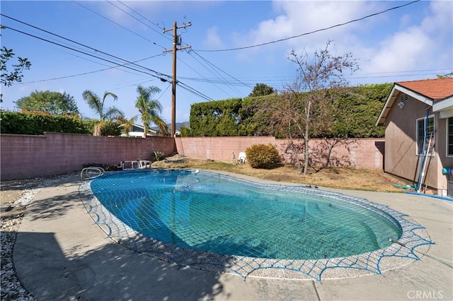 view of swimming pool with a patio area, a fenced backyard, and a fenced in pool