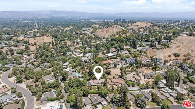 drone / aerial view with a mountain view