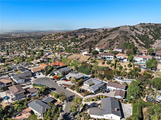 bird's eye view with a mountain view