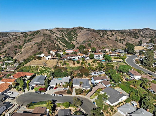 bird's eye view featuring a mountain view and a residential view