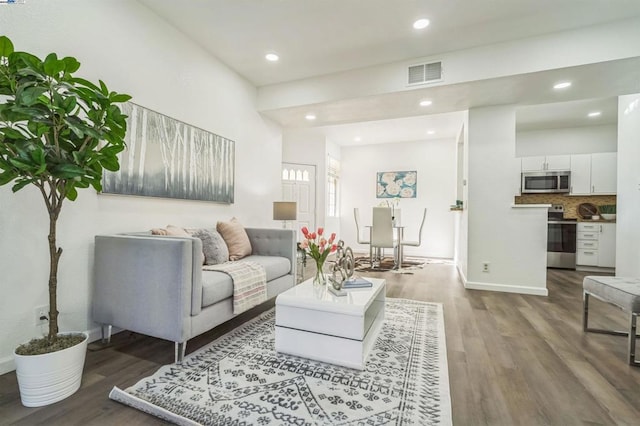 living room featuring wood-type flooring