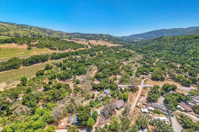 bird's eye view featuring a mountain view