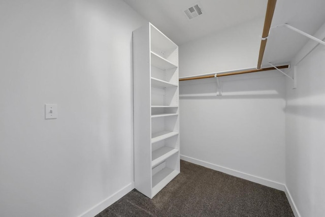 spacious closet with dark carpet