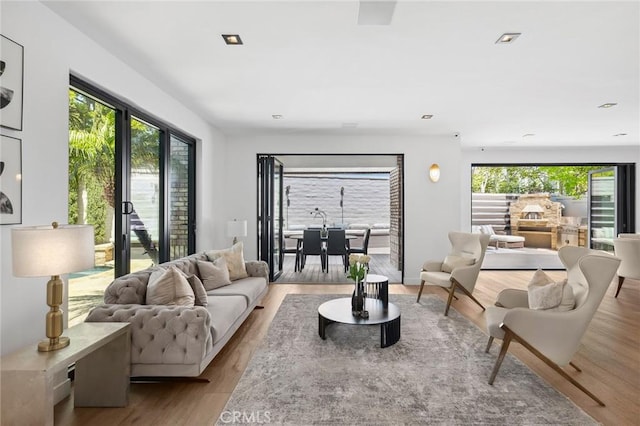 living room featuring light hardwood / wood-style floors