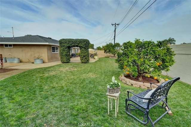 view of yard with a patio area