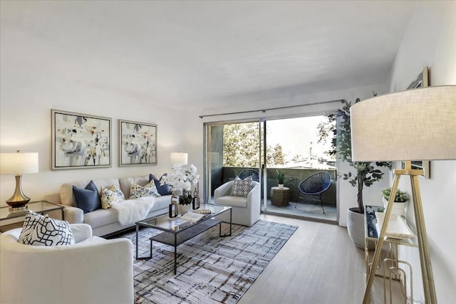 living room with light wood-type flooring