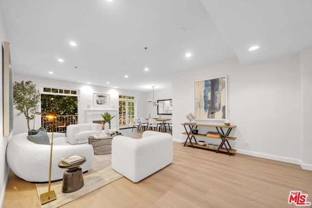 living room featuring light hardwood / wood-style floors