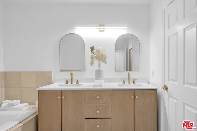 bathroom featuring vanity and a bathing tub