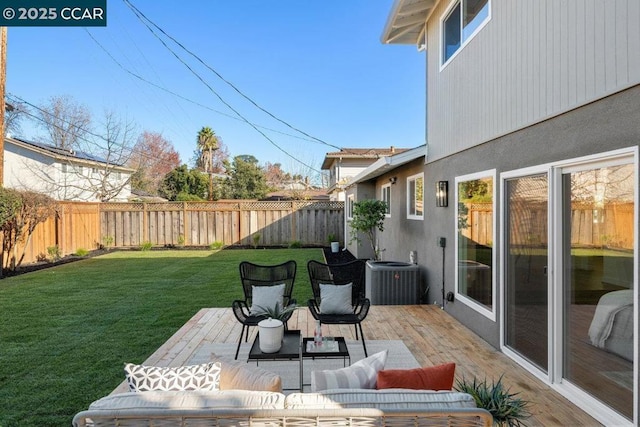 exterior space featuring central AC unit and an outdoor living space