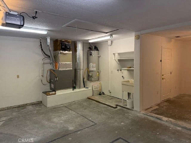 basement with secured water heater