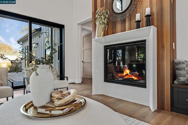 living area featuring hardwood / wood-style floors