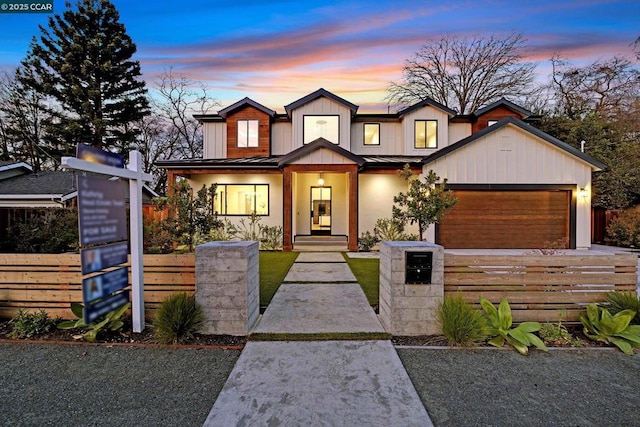 view of front of house with a garage