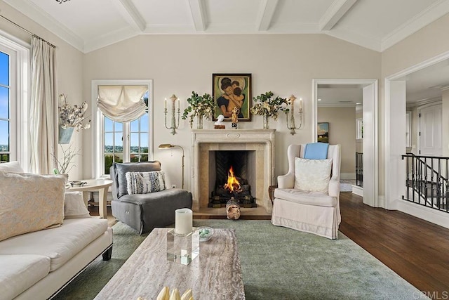 2045 W California St, San Diego, CA 92110 - living room featuring wood finished floors, a high end fireplace, and baseboards