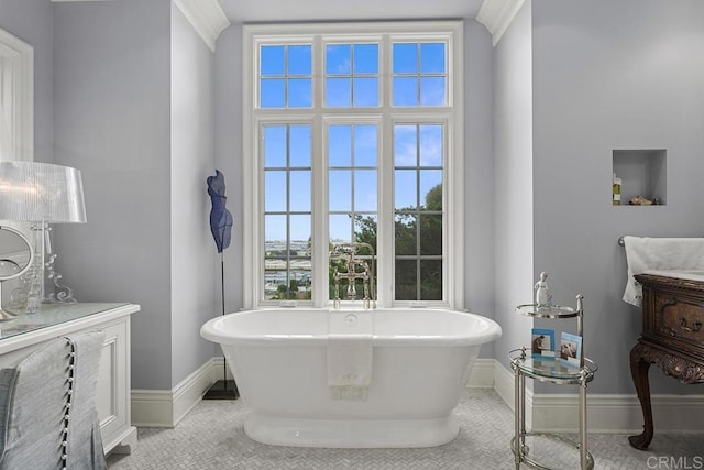 2045 W California St, San Diego, CA 92110 - bathroom with baseboards, a soaking tub, and tile patterned flooring