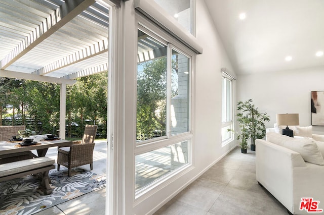 interior space featuring vaulted ceiling