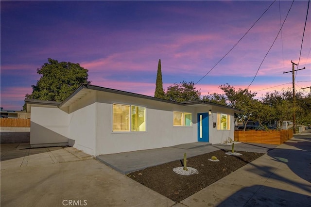 view of front of home with a patio