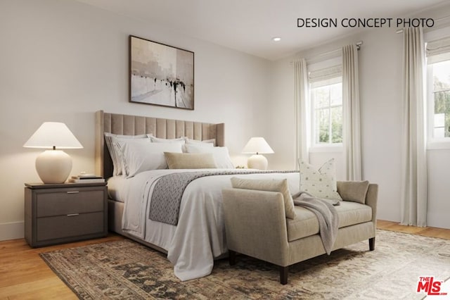 bedroom featuring light hardwood / wood-style floors