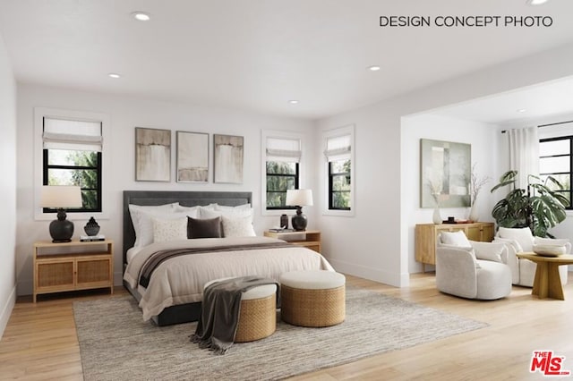 bedroom featuring light hardwood / wood-style flooring