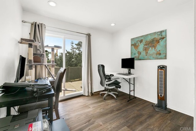 home office featuring wood-type flooring