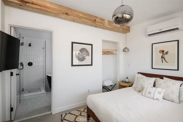 bedroom with a wall mounted air conditioner