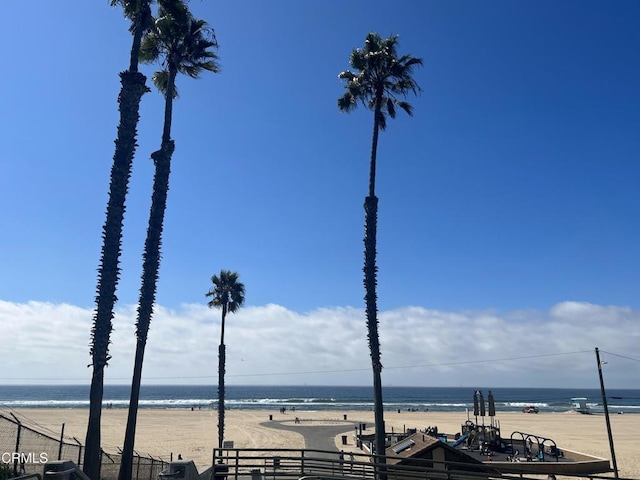 property view of water featuring a view of the beach