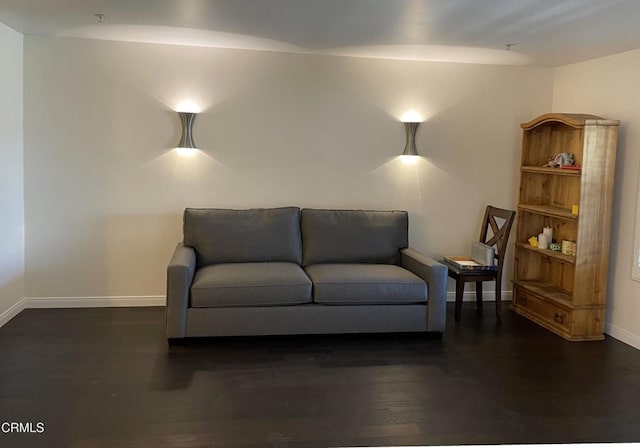 sitting room with dark hardwood / wood-style floors