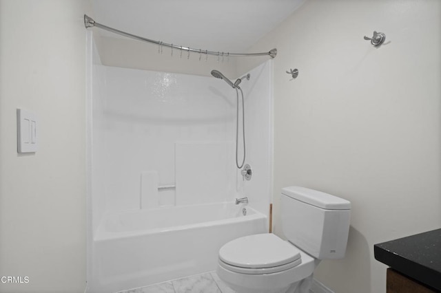 1200 Pacific Coast Hwy Unit 108, Huntington Beach, CA 92648 - full bathroom featuring marble finish floor, toilet, vanity, and shower / tub combination