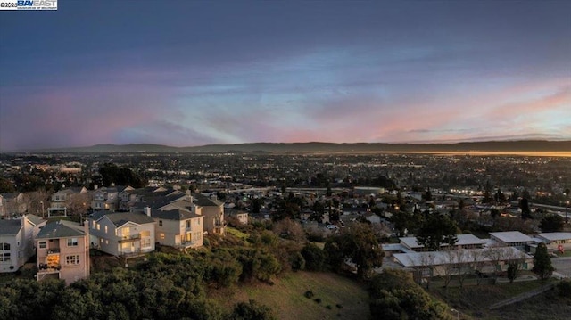 view of aerial view at dusk