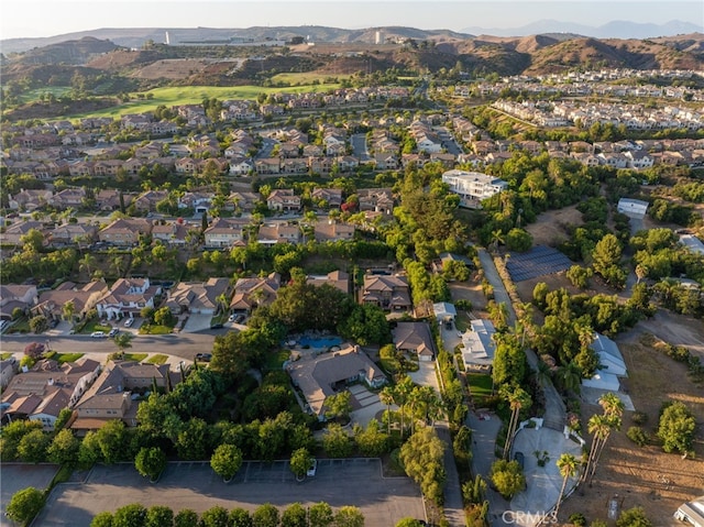 bird's eye view with a mountain view