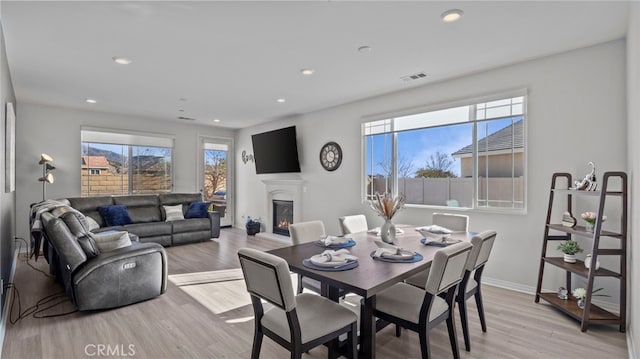 dining room with light hardwood / wood-style floors and plenty of natural light