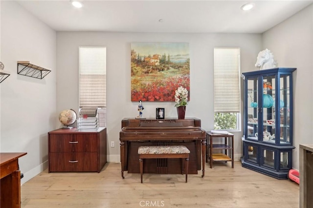 sitting room featuring light hardwood / wood-style flooring