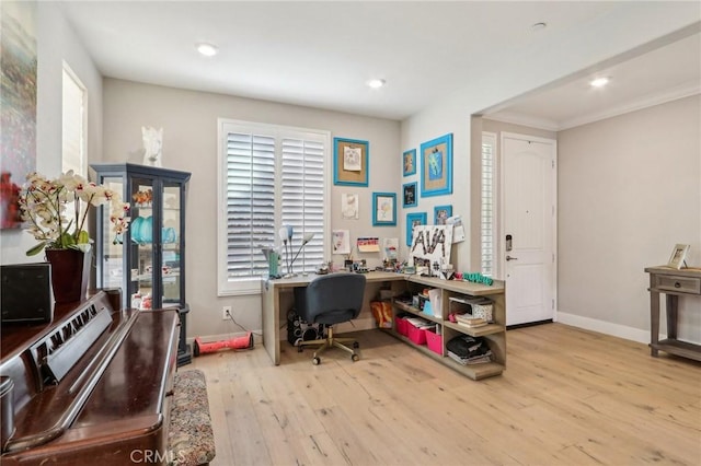 office featuring light hardwood / wood-style floors