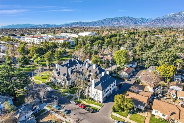 drone / aerial view with a mountain view