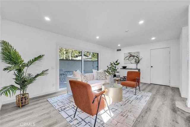 living room featuring light wood-type flooring