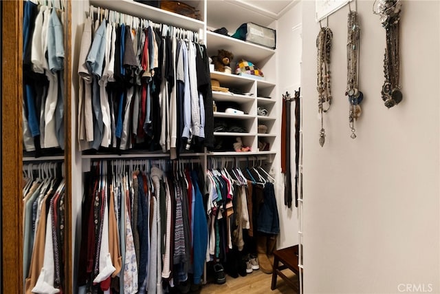 walk in closet featuring hardwood / wood-style floors