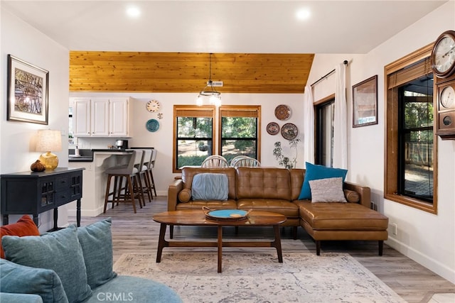 living room with light wood-type flooring