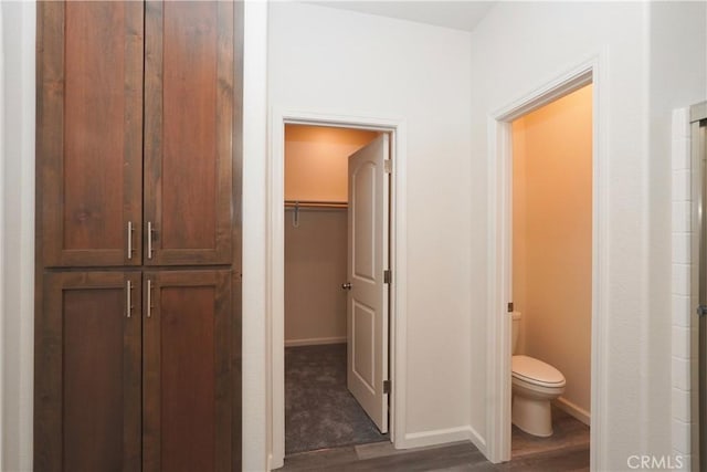 bathroom with wood-type flooring and toilet