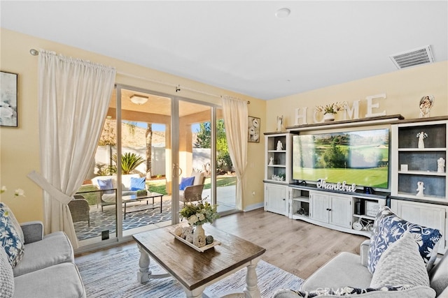 living room featuring light hardwood / wood-style flooring