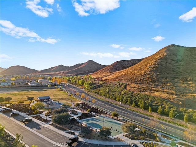 aerial view featuring a mountain view