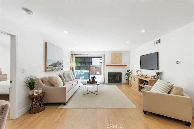 living room featuring light wood-type flooring