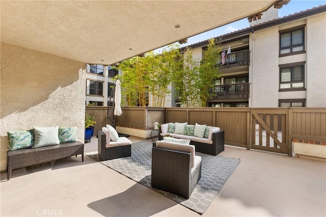 view of patio / terrace featuring an outdoor hangout area