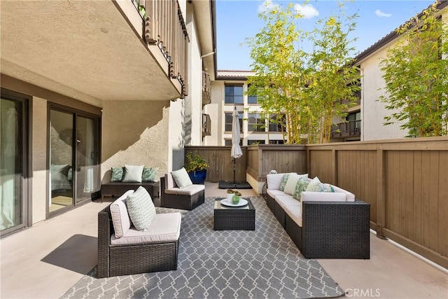 view of patio featuring an outdoor living space