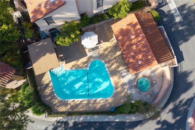 1824 S Marengo Ave Unit 27, Alhambra, CA 91803 - drone / aerial view of a pool area