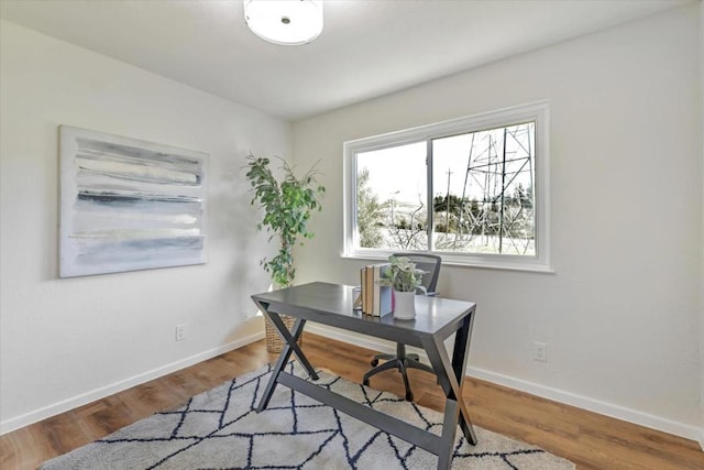 office area featuring hardwood / wood-style floors