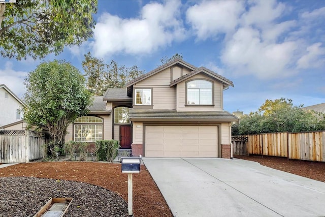 front facade with a garage