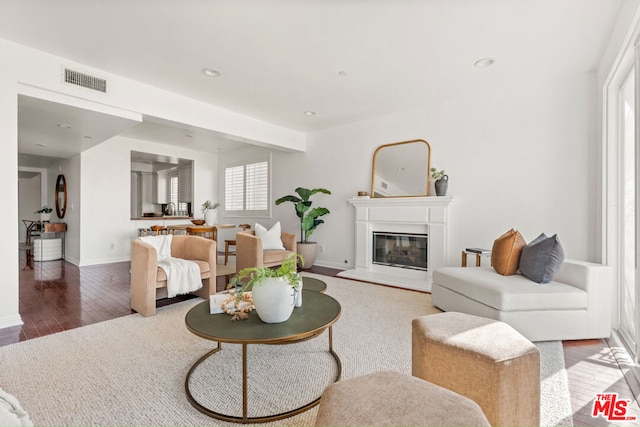 living room with wood-type flooring