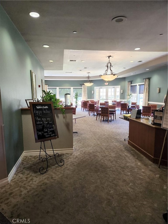 interior space featuring carpet flooring