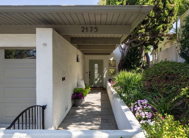 entrance to property with a garage