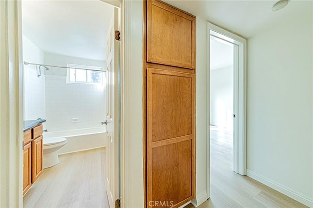 hallway with light hardwood / wood-style flooring